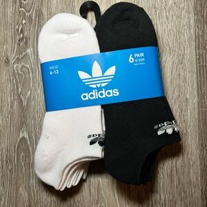 adidas Men's Black and White Athletic No-Show Socks